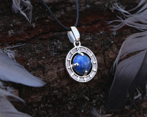 Lapis Lazuli necklace with moon phases made of Sterling Silver