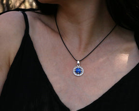 Lapis Lazuli pendant with moon phases made of silver