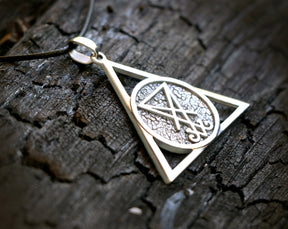 silver necklace related to Lucifer