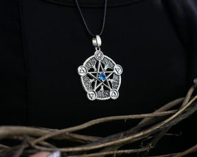 sterling silver pentagram with cubic zirconia