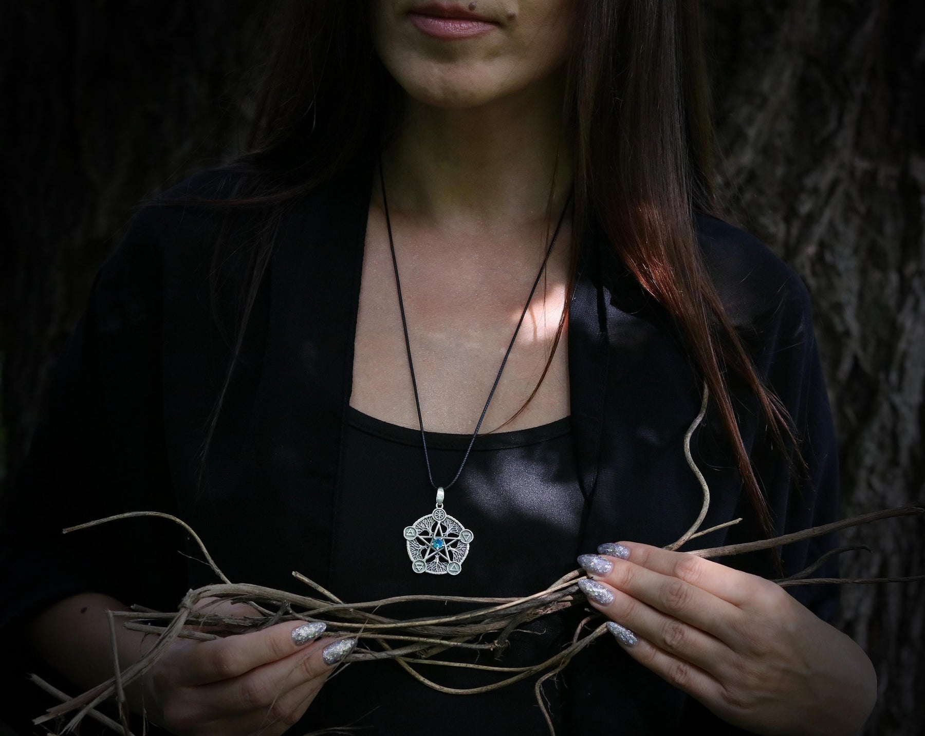 sterling silver pentagram necklace