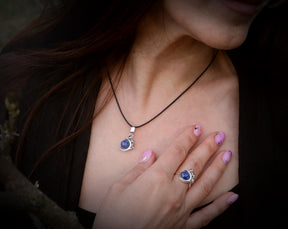 Sterling Silver Mushroom Lapis Lazuli Necklace