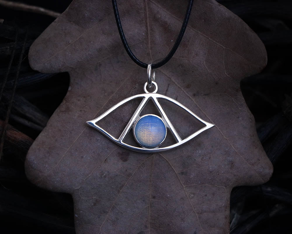 silver necklace with moonstone