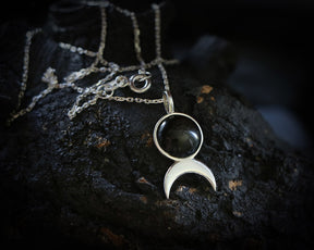 Crescent moon with Obsidian - Set