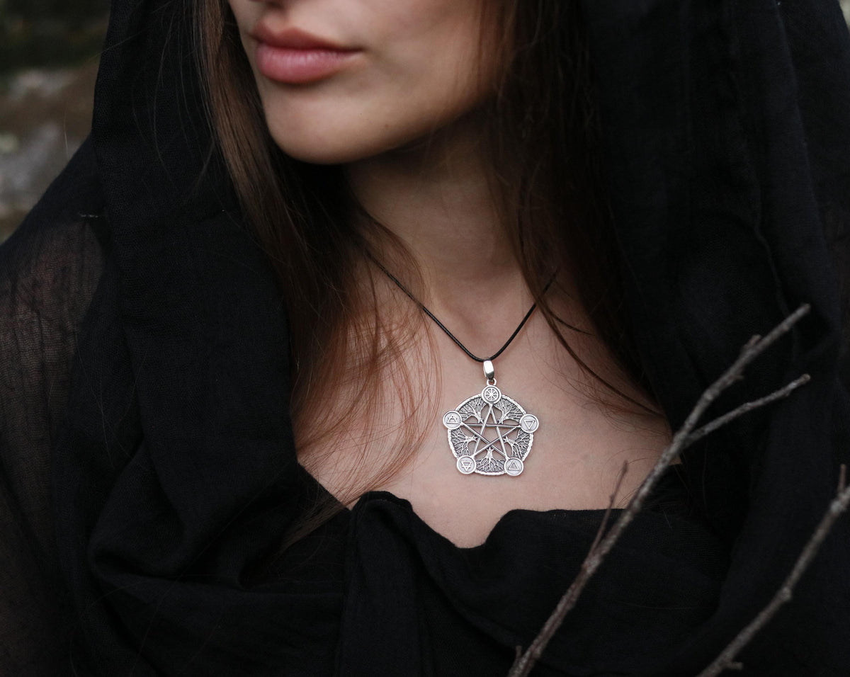 Five Elements Pentagram Necklace – Handmade Pentacle Pendant