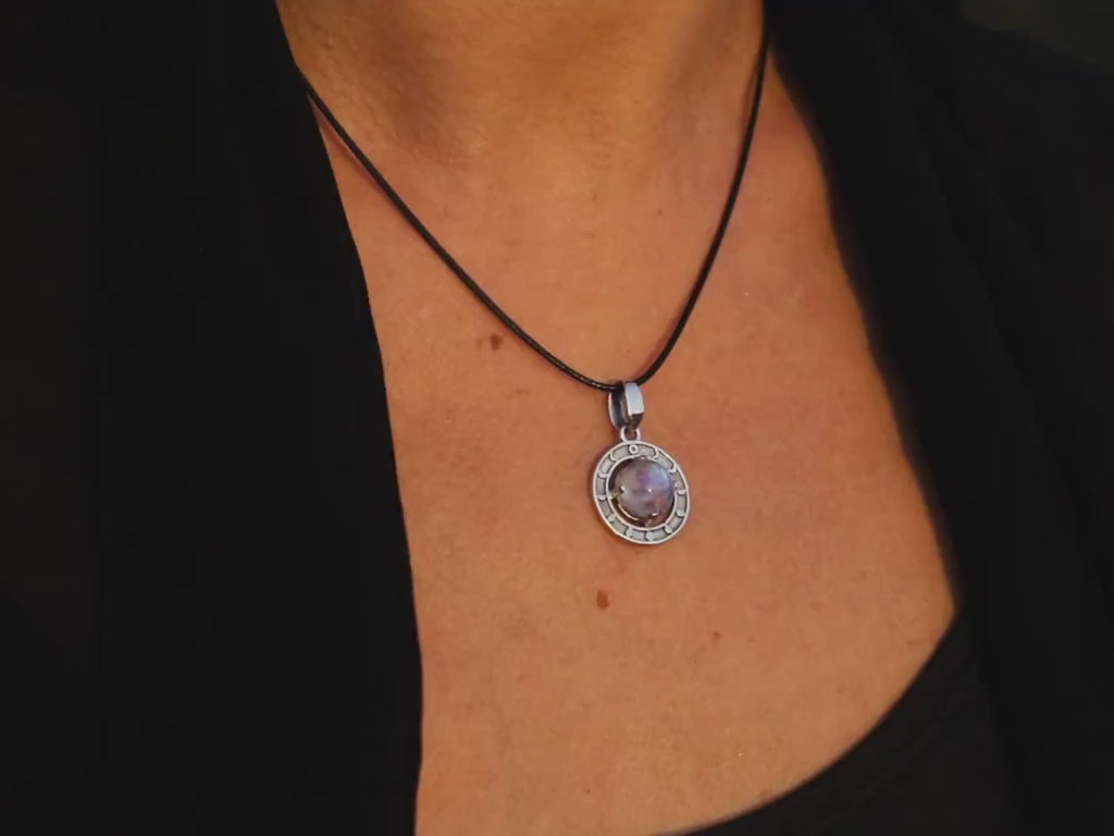 Moonstone moon phases necklace in sterling silver video