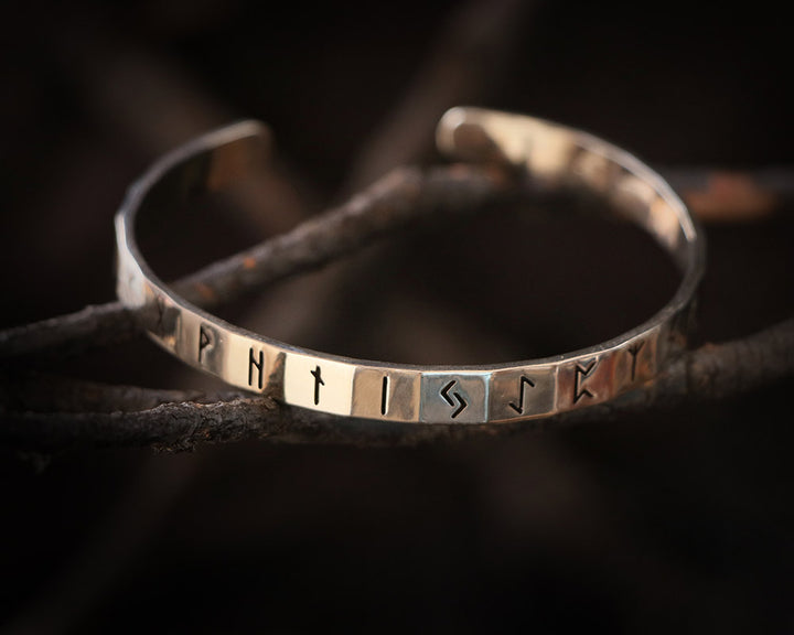 Viking bracelet with 24 runes of the elder FUTHARK.