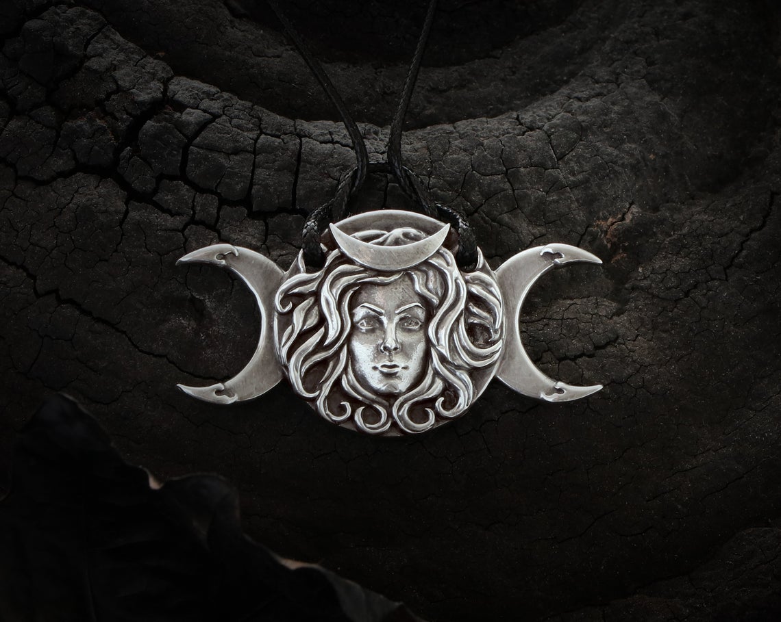 HECATE TRIPLE MOON Goddess Pendant