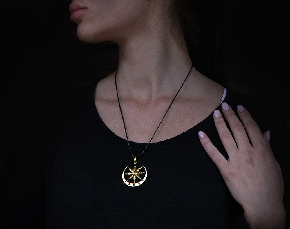 bronze Ishtar necklace on a model