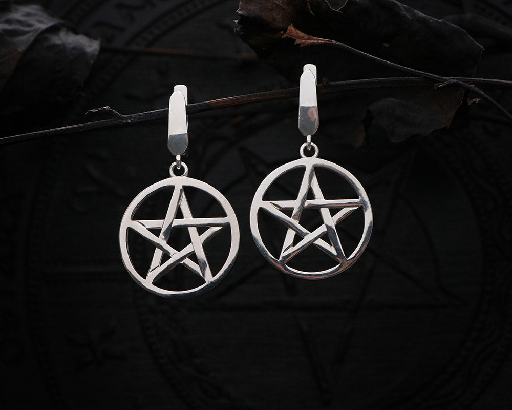 silver pentagram earrings