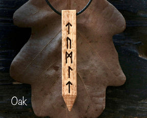 runes pendant made of wood