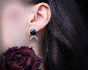Black Obsidian Silver Earrings