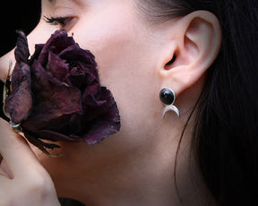 Silver Earring with Black Obsidian