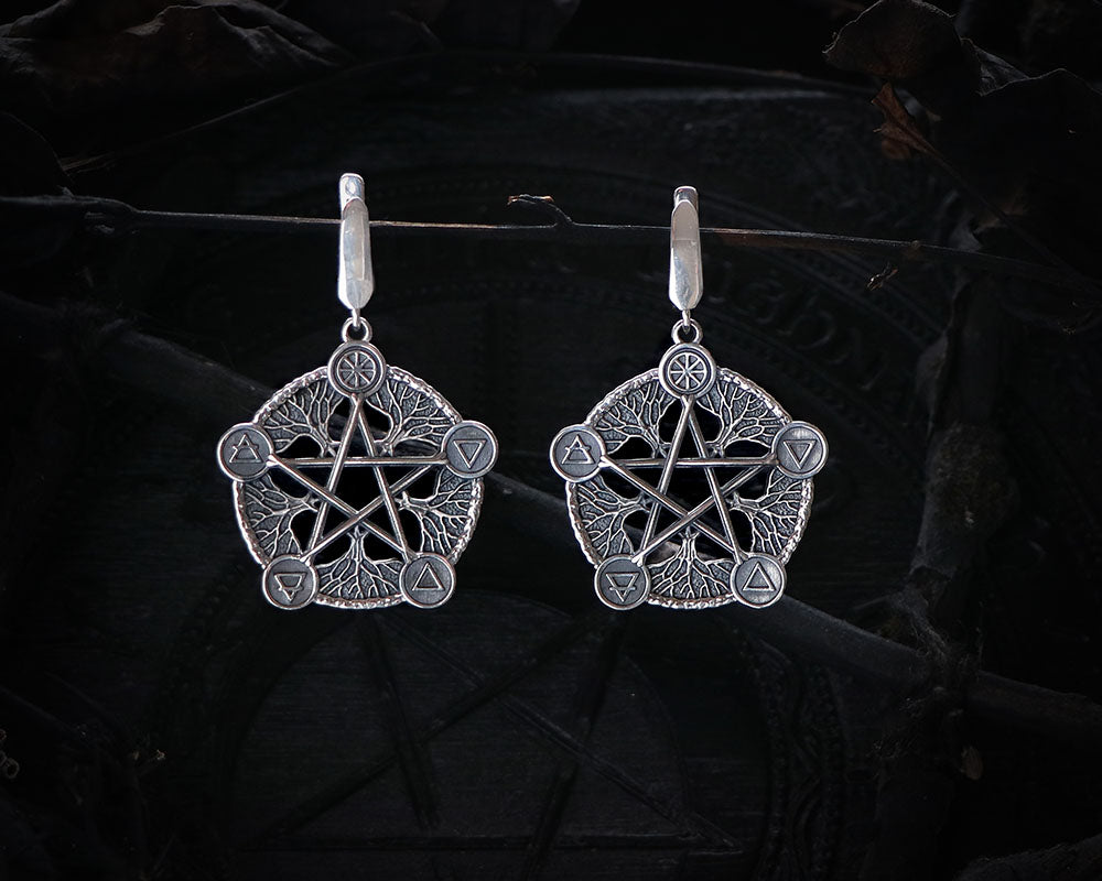 925 Sterling Silver Pentagram Earrings