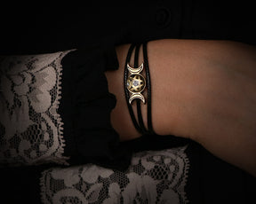 triple moon bracelet with pentagram